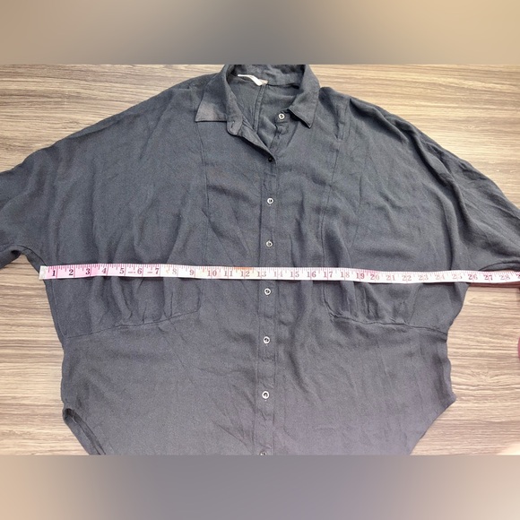 Free People Herringbone True Affection Button Down Top Blouse Boho Slouch Medium - Picture 7 of 7